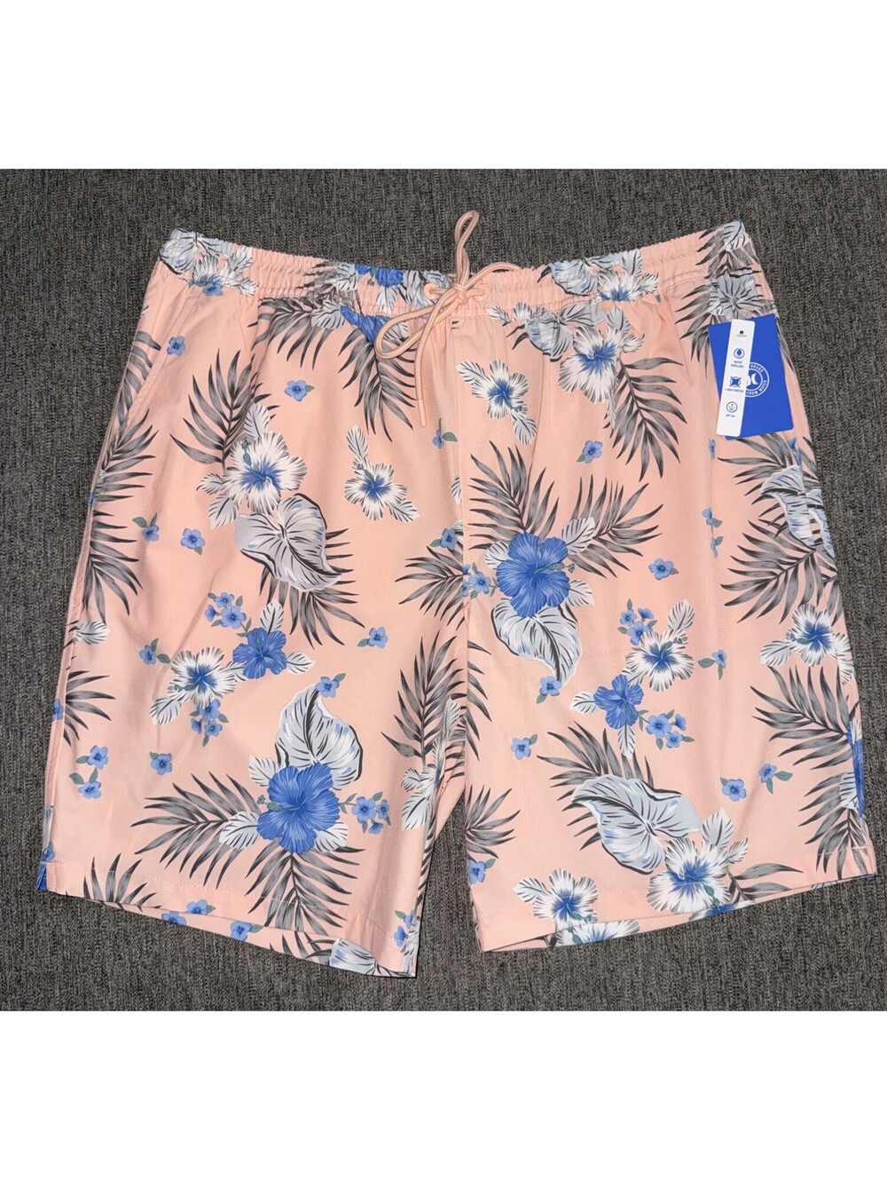 Hurley XL Hibiscus Camp Stretch Woven Shorts Candy Pink/Blue/Grey Floral New